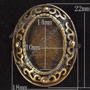 Zinc Alloy Cabochon Settings, Outside diameter:18x22mm, Interior diameter:10x14mm,Sold by Bag