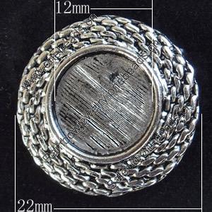 Zinc Alloy Cabochon Settings, Outside diameter:22mm, Interior diameter:12mm,Sold by Bag