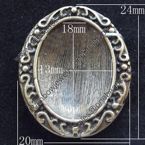 Zinc Alloy Cabochon Settings, Outside diameter:20x24mm, Interior diameter:13x18mm,Sold by Bag