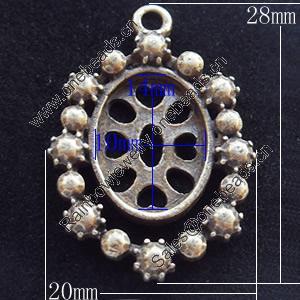 Zinc Alloy Cabochon Settings, Outside diameter:20x28mm, Interior diameter:10x14mm,Sold by Bag