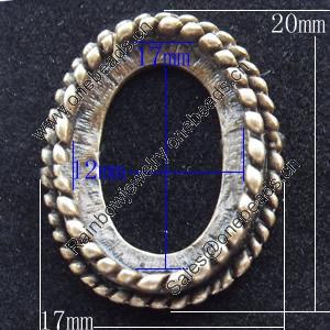 Zinc Alloy Cabochon Settings, Outside diameter:17x22mm, Interior diameter:12x17mm,Sold by Bag