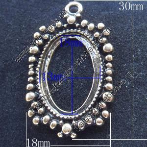 Zinc Alloy Cabochon Settings, Outside diameter:18x30mm, Interior diameter:13x18mm,Sold by Bag