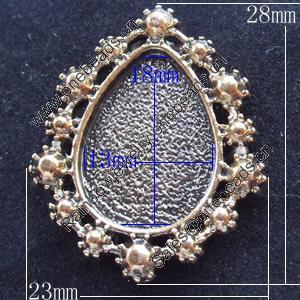 Zinc Alloy Cabochon Settings, Outside diameter:23x28mm, Interior diameter:13x18mm,Sold by Bag