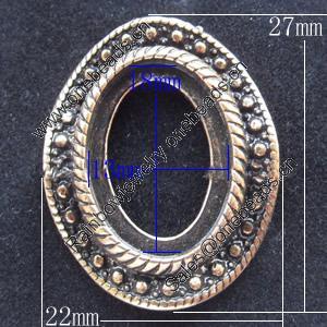 Zinc Alloy Cabochon Settings, Outside diameter:22x27mm, Interior diameter:13x18mm,Sold by Bag