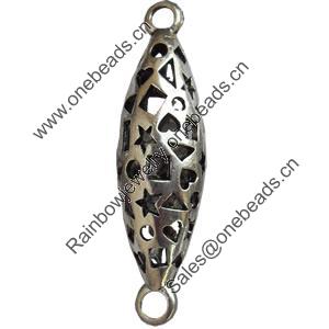 Hollow Bali Connector Zinc Alloy Jewelry Findings, Lead-free, 11x38mm, Sold by Bag 
