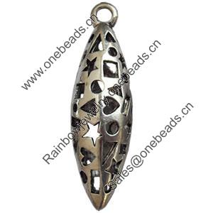 Hollow Bali Pendant Zinc Alloy Jewelry Findings, Lead-free, 13x43mm, Sold by Bag 