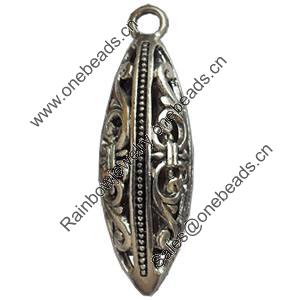 Hollow Bali Pendant Zinc Alloy Jewelry Findings, Lead-free, 11x33mm, Sold by Bag 