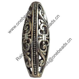 Hollow Bali Beads Zinc Alloy Jewelry Findings, Lead-free, Oval, 8x17mm, Hole:1.5mm, Sold by Bag 