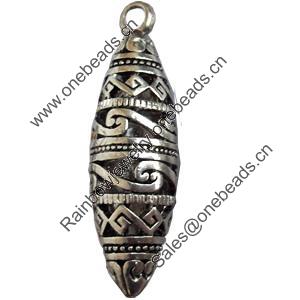 Hollow Bali Pendant Zinc Alloy Jewelry Findings, Lead-free, 8x24mm, Sold by Bag 