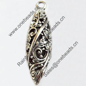 Hollow Bali Pendant Zinc Alloy Jewelry Findings, Lead-free, 13x43mm, Sold by Bag 