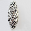 Hollow Bali Beads Zinc Alloy Jewelry Findings, Lead-free, Oval, 13x36mm, Hole:3mm, Sold by Bag 