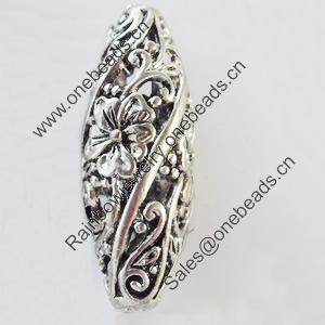 Hollow Bali Beads Zinc Alloy Jewelry Findings, Lead-free, Oval, 11x26mm, Hole:2mm, Sold by Bag 