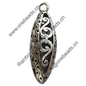 Hollow Bali Pendant Zinc Alloy Jewelry Findings, Lead-free, 13x43mm, Sold by Bag 