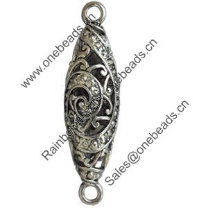 Hollow Bali Connector Zinc Alloy Jewelry Findings, Lead-free, 11x38mm, Sold by Bag 