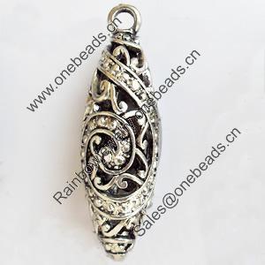 Hollow Bali Pendant Zinc Alloy Jewelry Findings, Lead-free, 11x33mm, Sold by Bag 