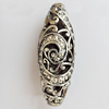 Hollow Bali Beads Zinc Alloy Jewelry Findings, Lead-free, Oval, 13x36mm, Hole:3mm, Sold by Bag 