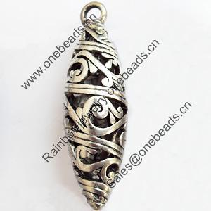 Hollow Bali Pendant Zinc Alloy Jewelry Findings, Lead-free, 11x33mm, Sold by Bag 