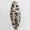 Hollow Bali Beads Zinc Alloy Jewelry Findings, Lead-free, Oval, 13x36mm, Hole:3mm, Sold by Bag 