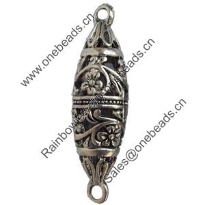 Hollow Bali Connector Zinc Alloy Jewelry Findings, Lead-free, 8x26mm, Sold by Bag 