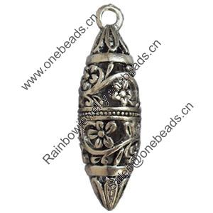 Hollow Bali Pendant Zinc Alloy Jewelry Findings, Lead-free, 13x43mm, Sold by Bag 