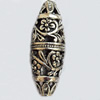 Hollow Bali Beads Zinc Alloy Jewelry Findings, Lead-free, Oval, 13x36mm, Hole:3mm, Sold by Bag 