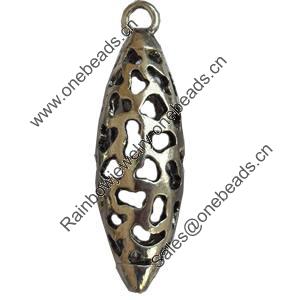 Hollow Bali Pendant Zinc Alloy Jewelry Findings, Lead-free, 13x43mm, Sold by Bag 