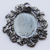 Zinc Alloy Cabochon Settings, Outside diameter:48x43mm, Interior diameter:27x22mm, Sold by Bag