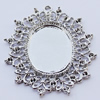 Zinc Alloy Cabochon Settings, Outside diameter:54x45mm, Interior diameter:29x22mm, Sold by Bag 