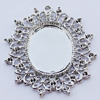 Zinc Alloy Cabochon Settings, Outside diameter:54x45mm, Interior diameter:29x22mm, Sold by Bag 