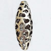 Hollow Bali Beads Zinc Alloy Jewelry Findings, Lead-free, Oval, 13x36mm, Hole:3mm, Sold by Bag 