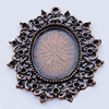 Zinc Alloy Cabochon Settings, Outside diameter:54x45mm, Interior diameter:21x28mm, Sold by Bag 