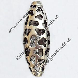 Hollow Bali Beads Zinc Alloy Jewelry Findings, Lead-free, Oval, 11x26mm, Hole:2mm, Sold by Bag 