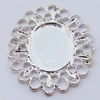 Zinc Alloy Cabochon Settings, Outside diameter:46x37mm, Interior diameter:18x25mm, Sold by Bag 