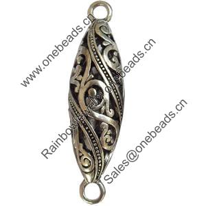 Hollow Bali Connector Zinc Alloy Jewelry Findings, Lead-free, 11x38mm, Sold by Bag 