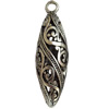 Hollow Bali Pendant Zinc Alloy Jewelry Findings, Lead-free, 13x43mm, Sold by Bag 