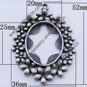 Zinc Alloy Cabochon Settings, Outside diameter:36x52mm, Interior diameter:20x25mm, Sold by Bag 