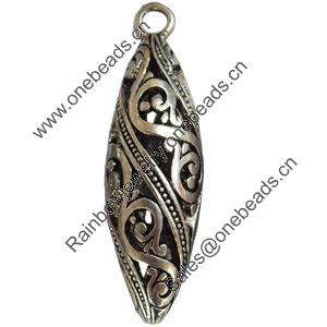 Hollow Bali Pendant Zinc Alloy Jewelry Findings, Lead-free, 11x33mm, Sold by Bag 