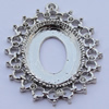 Zinc Alloy Cabochon Settings, Outside diameter:48x39mm, Interior diameter:21x27mm, Sold by Bag 