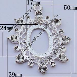 Zinc Alloy Cabochon Settings, Outside diameter:39x50mm, Interior diameter:17x24mm, Sold by Bag 