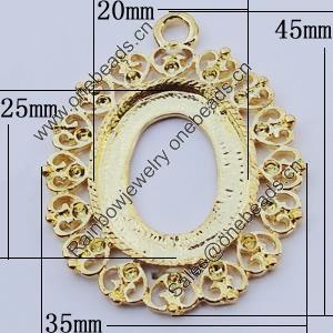 Zinc Alloy Cabochon Settings, Outside diameter:35x45mm, Interior diameter:20x25mm, Sold by Bag 