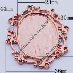 Zinc Alloy Cabochon Settings, Outside diameter:36x44mm, Interior diameter:23x30mm, Sold by Bag 