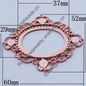 Zinc Alloy Cabochon Settings, Outside diameter:52x60mm, Interior diameter:29x37mm, Sold by Bag 