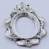 Zinc Alloy Cabochon Settings, Outside diameter:45x66mm, Interior diameter:27x37mm, Sold by Bag 