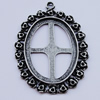 Zinc Alloy Cabochon Settings, Outside diameter:40x54mm, Interior diameter:27x37mm, Sold by Bag 