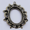 Zinc Alloy Cabochon Settings, Outside diameter:48x57mm, Interior diameter:27x47mm, Sold by Bag 
