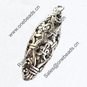 Hollow Bali Pendant Zinc Alloy Jewelry Findings, Lead-free, 13x43mm, Sold by Bag 