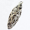 Hollow Bali Pendant Zinc Alloy Jewelry Findings, Lead-free, 11x33mm, Sold by Bag 