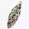 Hollow Bali Pendant Zinc Alloy Jewelry Findings, Lead-free, 8x24mm, Sold by Bag 