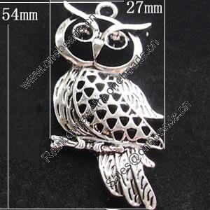 Pendant, Zinc Alloy Jewelry Findings, Animal 27x54mm, Sold by Bag