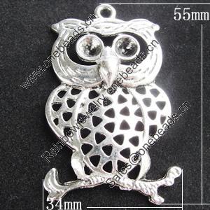 Pendant, Zinc Alloy Jewelry Findings, Animal 34x55mm, Sold by Bag
